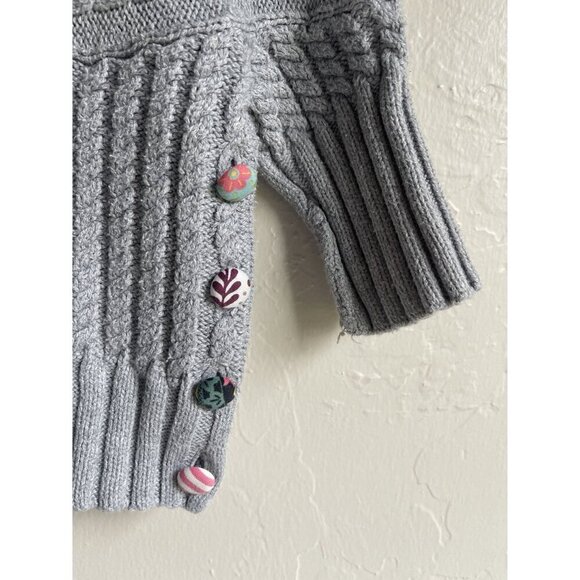 Matilda Jane Gray Flaxen Reese Cable Knit Turtleneck Sweater Girls Size 6 - Picture 3 of 6